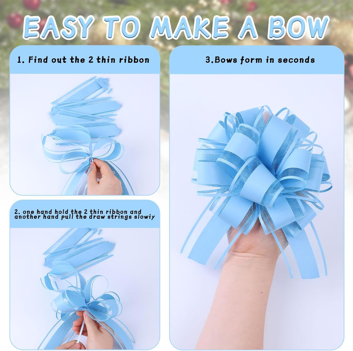 6Pcs 6inch Pull Bow Gift Wrapping,Pull Bow For Gift Basket, Gift Bag Box Wrapping Decor, Valentines