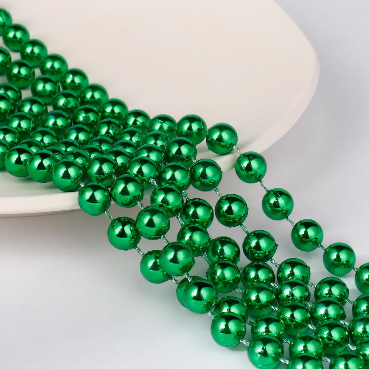 [66 Feet] Green Pearl Beads Garland, 8MM 22 Yards Green Faux Pearl Beads String Roll Bulk for DIY