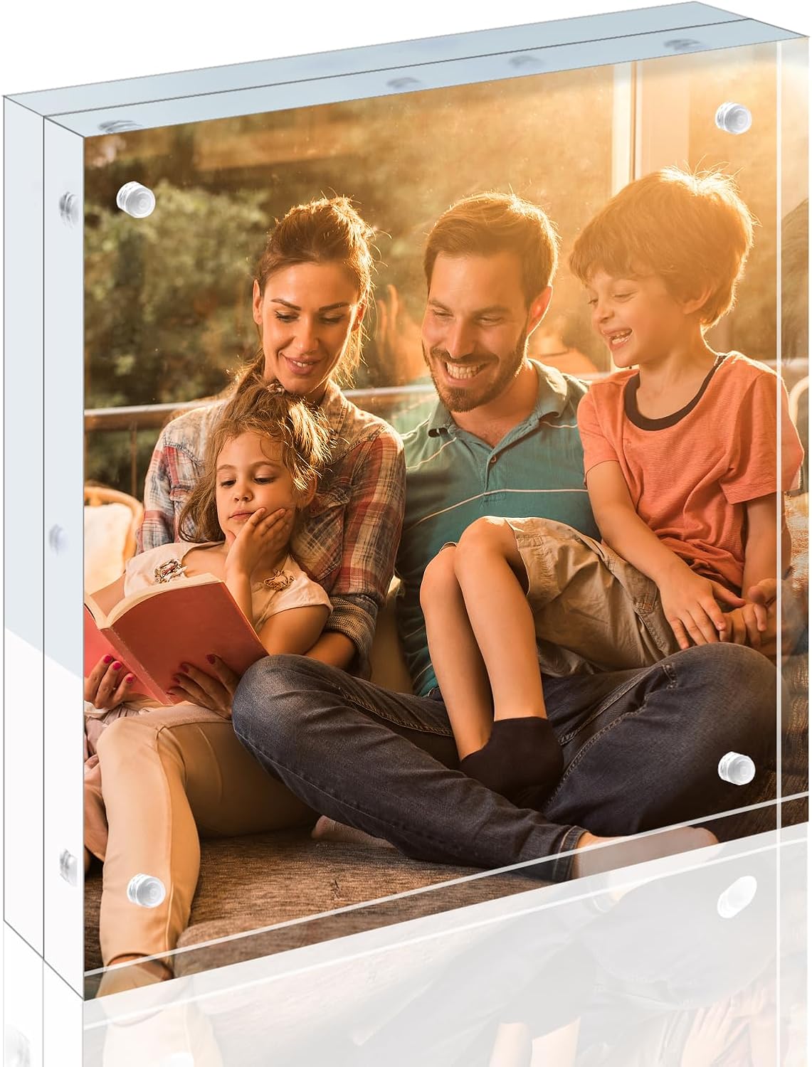 Egofine 8x8 Acrylic Frame, 20mm Thicker Frameless Clear Picture Frame, Double Sided Magnetic