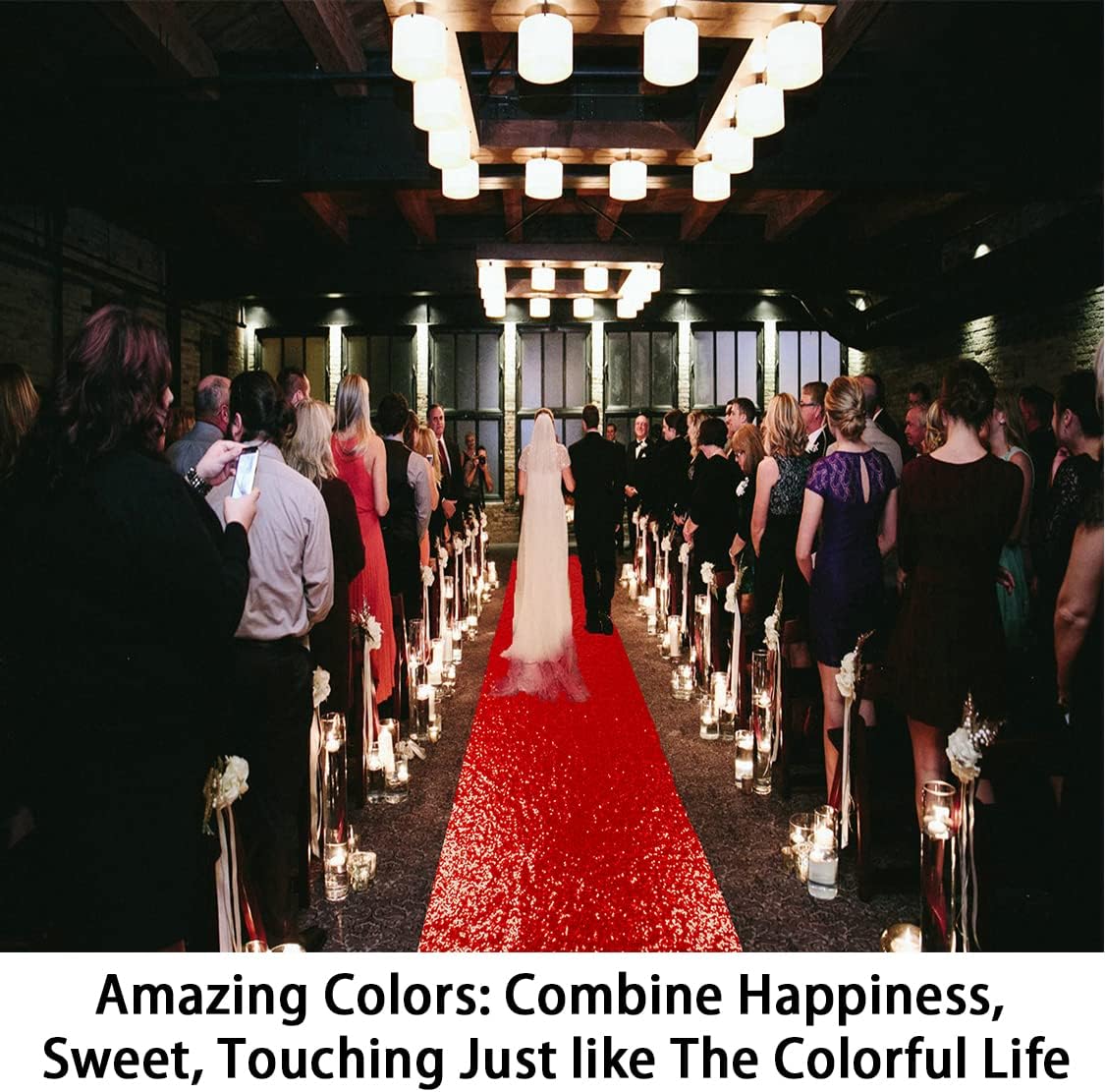 ShinyBeauty Red Sequin Aisle Runner - 2FTx15FT Glitter Carpet for Weddings, Ceremonies, and Special