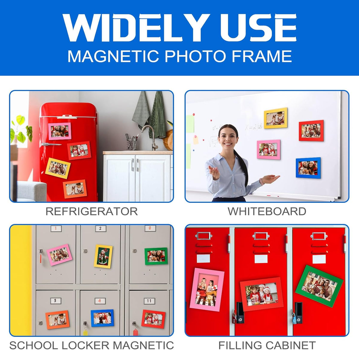 Soaoo 60 Pcs Magnetic Picture Frames Wallet Size 2.5 x 3.5 Inches Reusable Magnetic Photo Sleeves