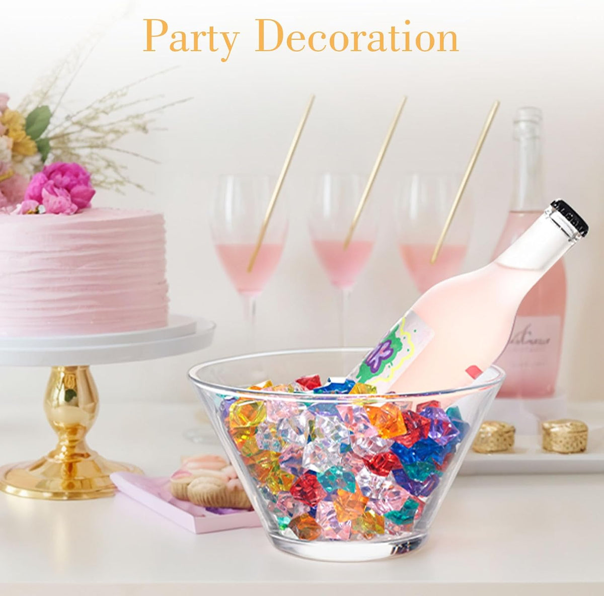 DomeStar 150Pcs Multicolored Fake Gems, Crushed Ice Rocks Fake Gemstones Plastic Crystals for