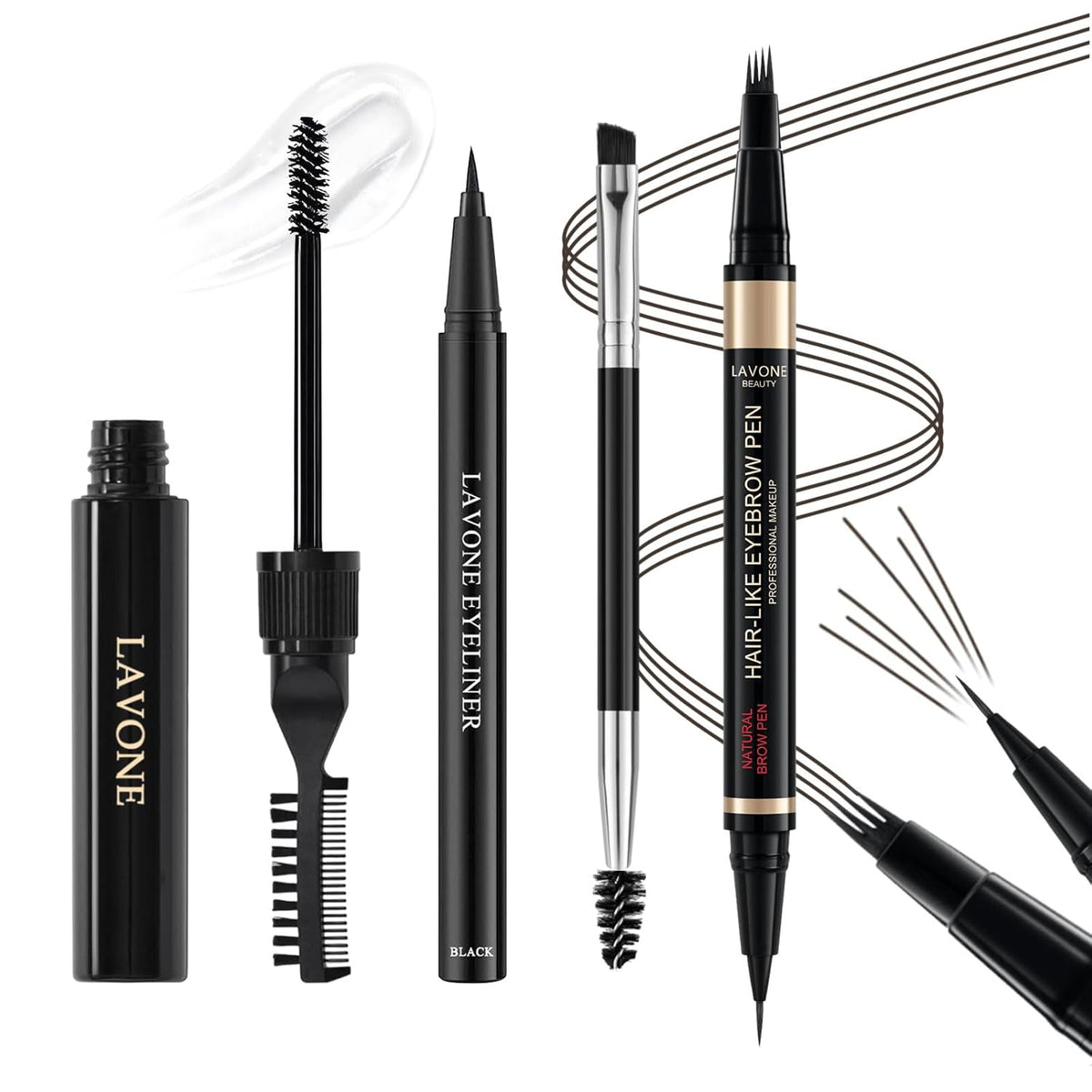 Eyebrow Pen Kit, with Microblading Eyebrow Pen, Eyebrow Gel, Eyeliner, Eyebrow Brush, Eyebrow