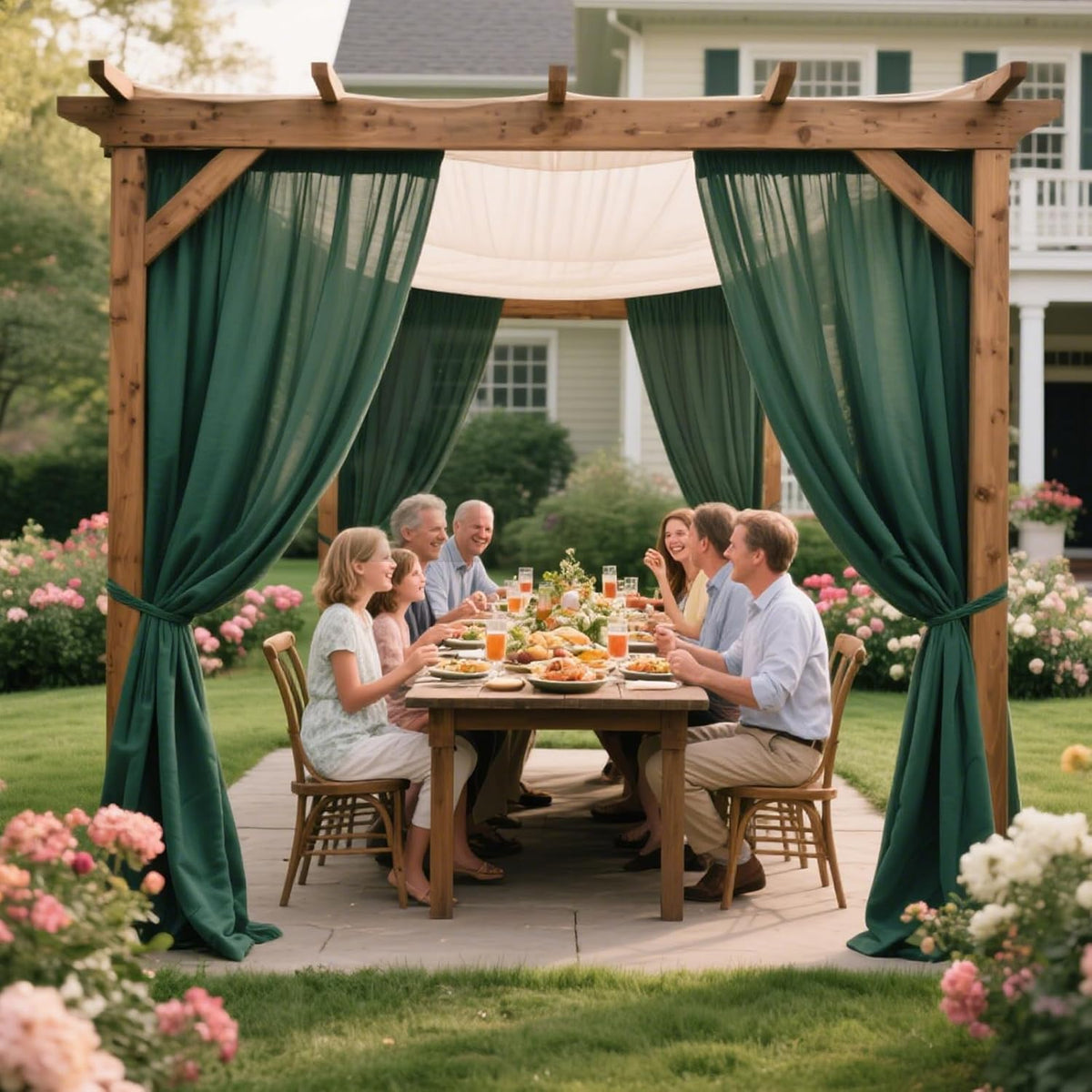 VOK Dark Green Wedding Arch Draping Fabric Chiffon Fabric, 29in x 18Ft Sheer Chiffon Outdoor