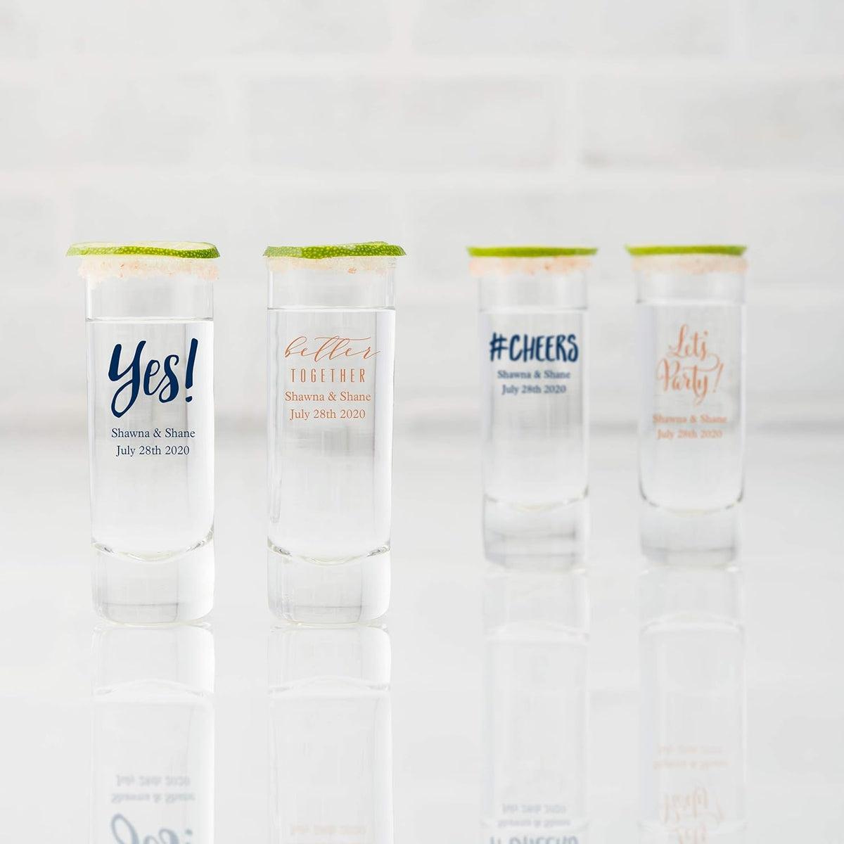 WEDDINGSTAR Personalized 2.5oz Tall Shot Glass Customizable Full Color Print - 96 pack