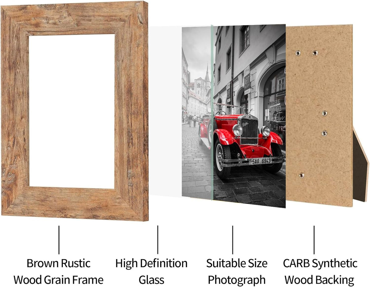 5x7 Picture Frame Set of 4, High Definition Real Glass 5 x 7 Photo Frames for Desktop Display and