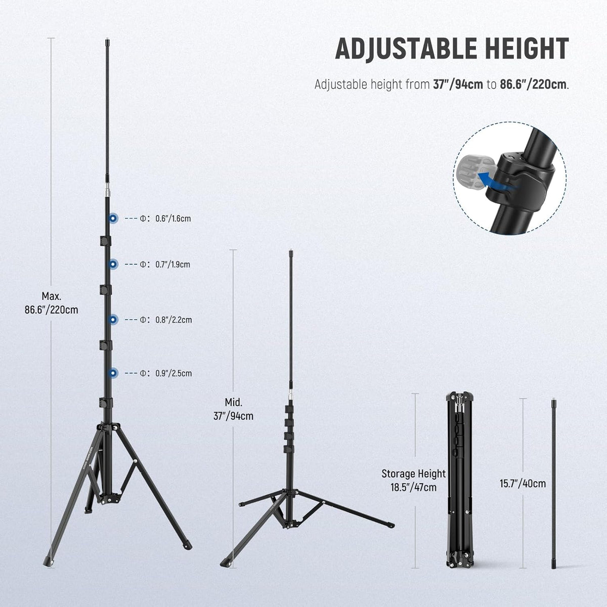 NEEWER Microphone Stand with Flexible Arm, Boom Arm Mic Floor Tripod Mount Holder with Mic Clips