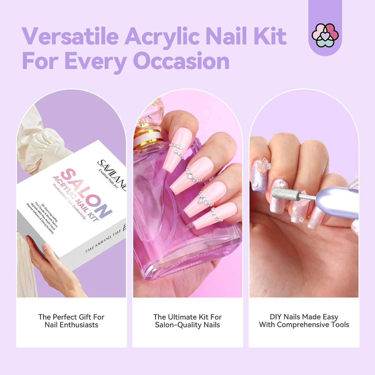 SAVILAND Acrylic Nail Kit with Drill: Professional Salon Nails Kit with Everything Acrylic Powder