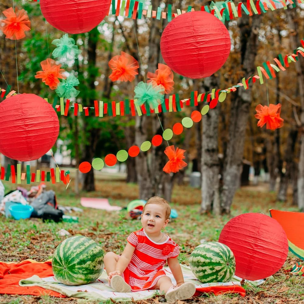 BEISHIDA 12-Inch Red Round Paper Lanterns Decorative Hanging Asia Chinese Japanese Paper Lanterns