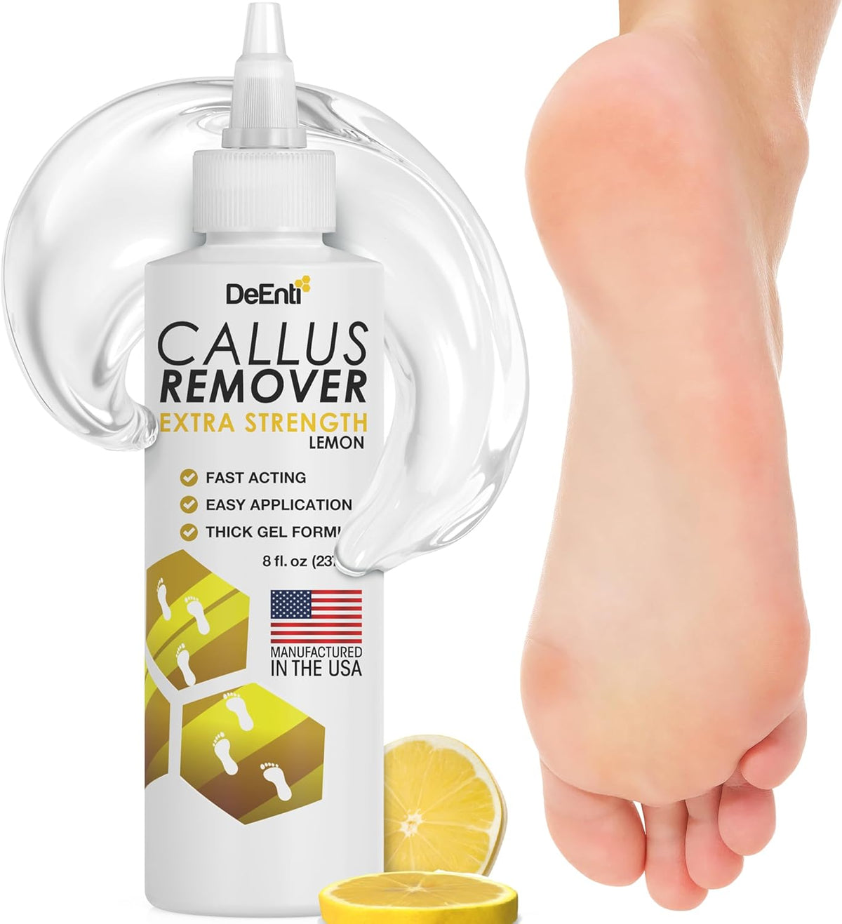 DeEnti Callus Remover for Feet, Extra Strength Foot Callus Remover Gel, 8oz Salon Grade Home