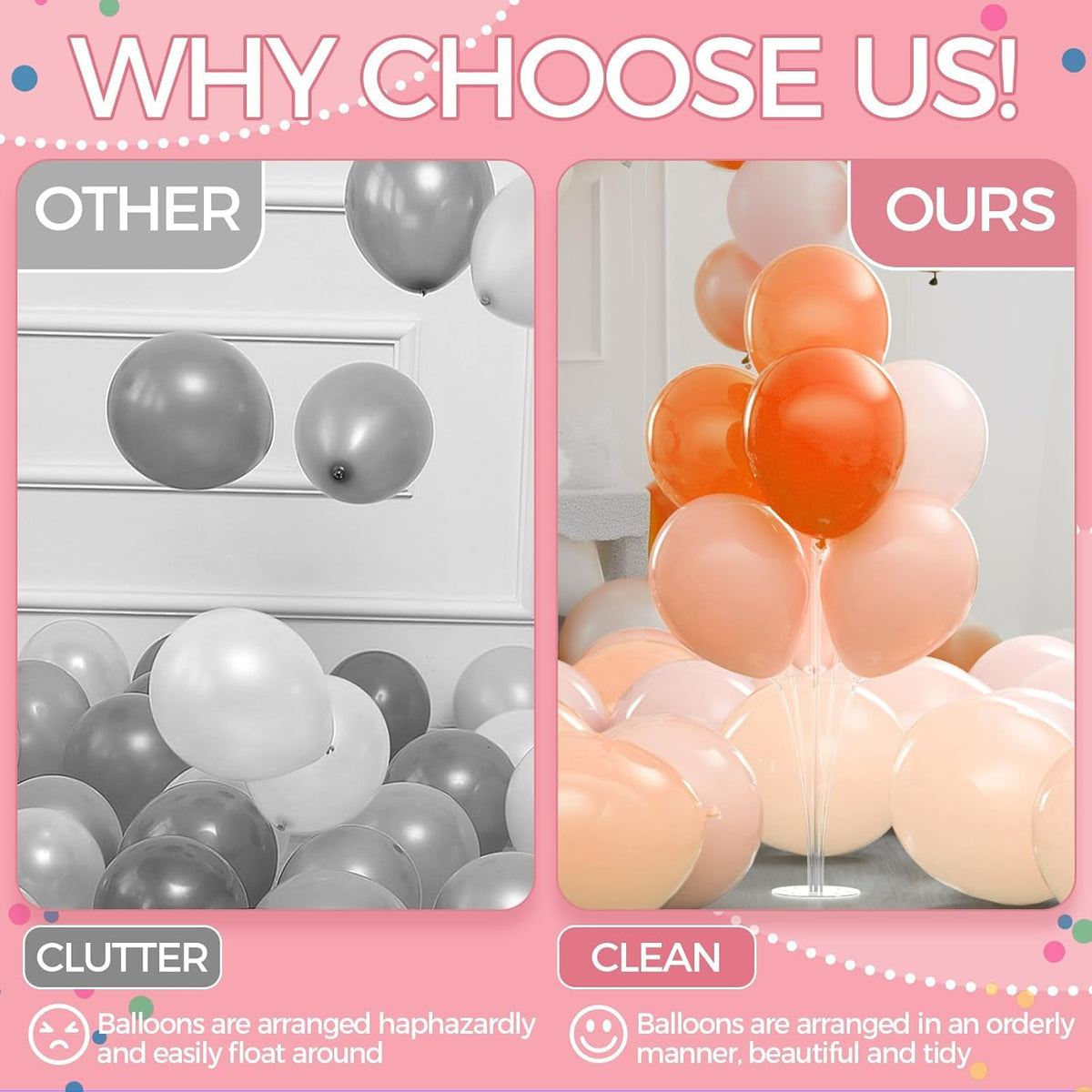 10 Set Balloon Stand Kit - Table Balloon Stands with Base, Easy Assembly Balloon Sticks, Reusable