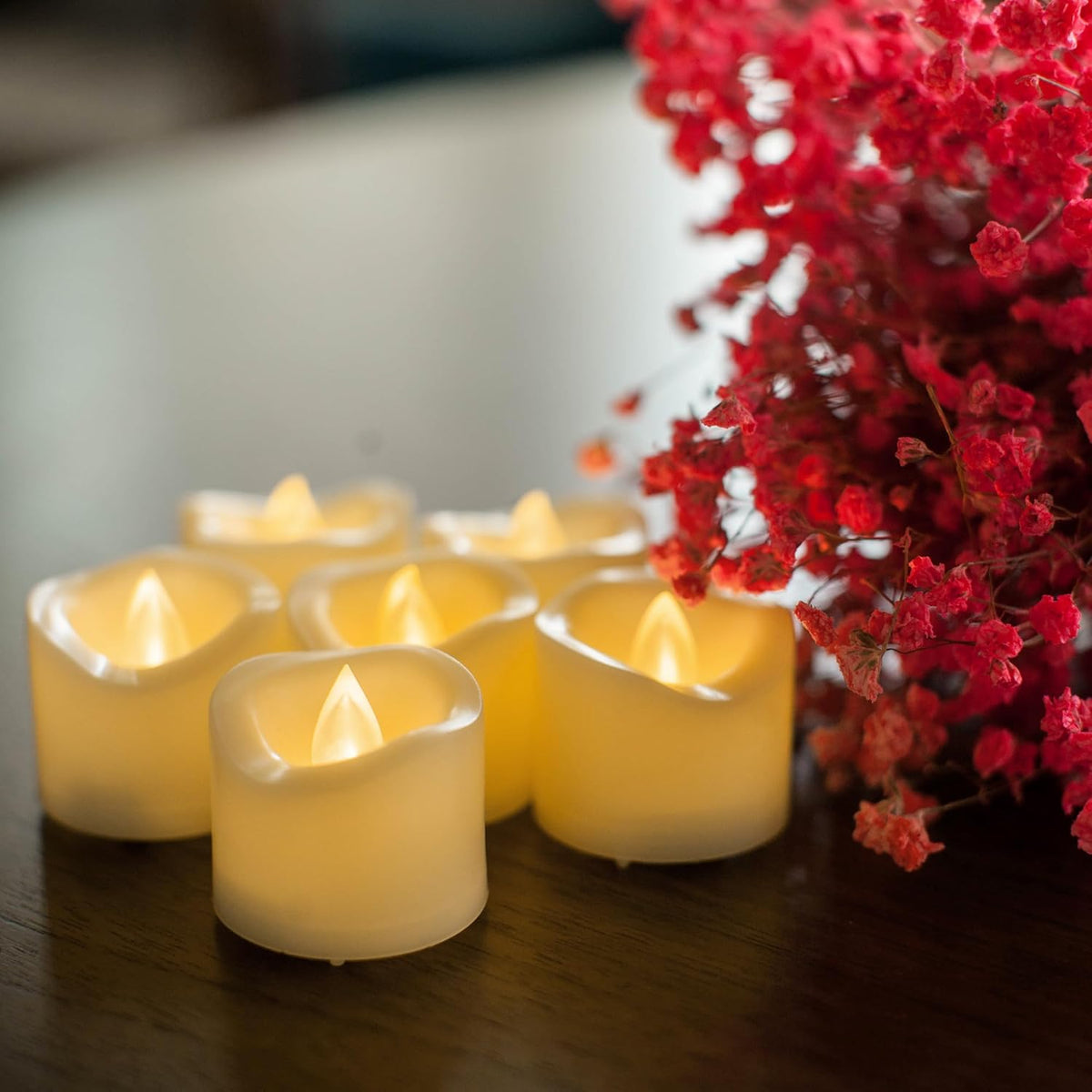 CANDLE CHOICE Battery Operated Flameless Tea Lights Votives Realistic Flickering Fake Electric LED