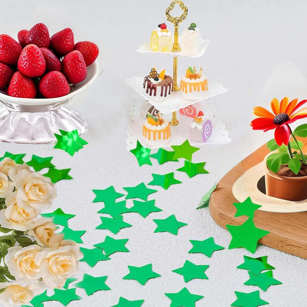 Green Star Confetti - 60g (2.11OZ) Glitter Stars Table Confetti for St. Patrick’s Day, Spring