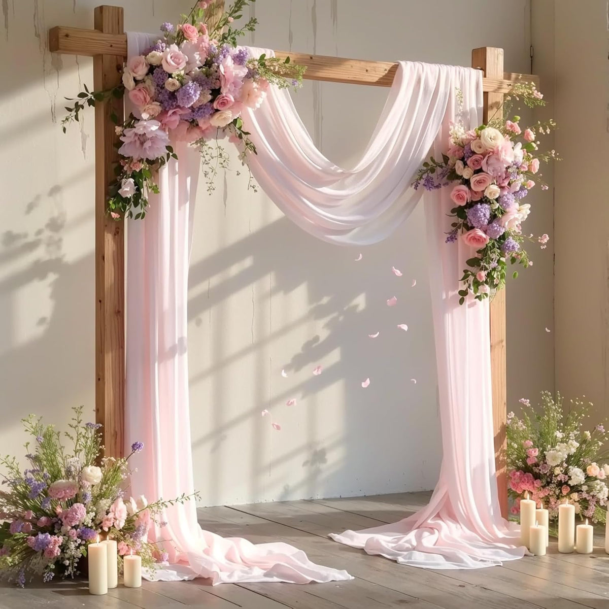 Wedding Arch Draping Fabric, 1 Panel 28" x 19Ft Blush Arch Drapes Sheer Backdrop Curtain for
