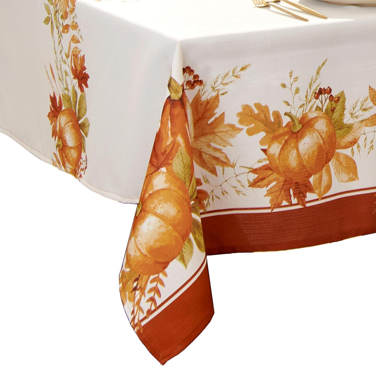 Elrene Home Fashions Autumn Pumpkin Grove Wrinkle Resistant Tablecloth, 60"x120" Rectangle, Multi