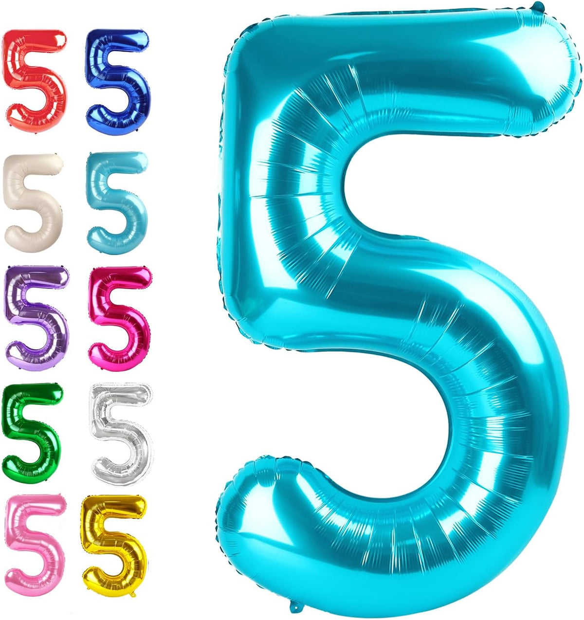 Large Blue 40 Inch Birthday Number 5 Balloon, Blue Five 5th 15 25 35 50 55 Birthday Anniversary