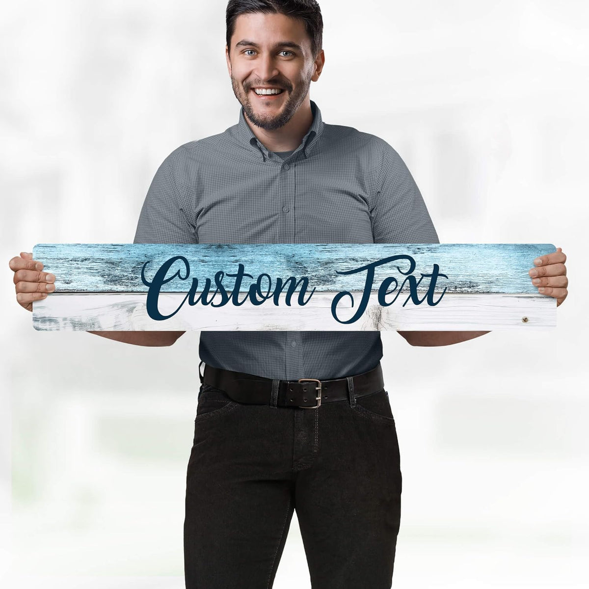 Custom Sign, Custom Street Sign, 11 Font Colors, 13 Font Styles, 4 Hole Options, 22 Sizes, 6x36