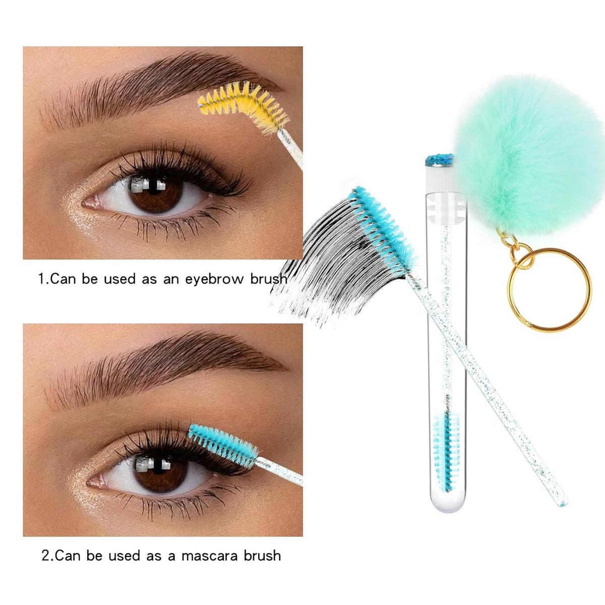 48 Pieces Disposable Mascara Wands Set,Include 24 pcs Disposable Crystal Lash Spoolies Brush and 24