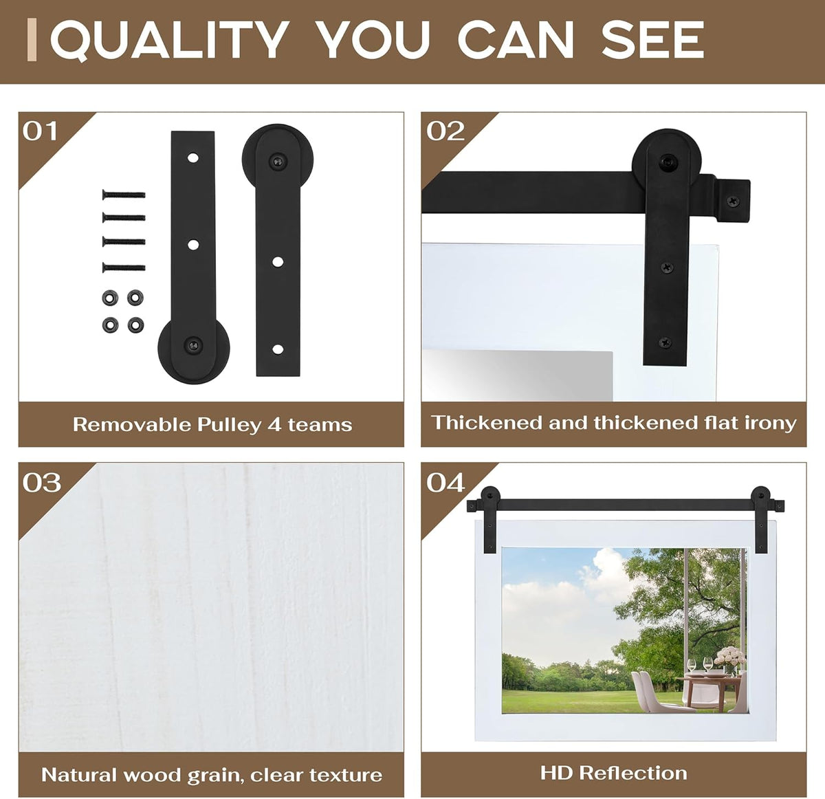 COGOOD Farmhouse Bathroom Mirror - 41" x 30" Rustic Barn Door Mirror for Living Room, Entryway