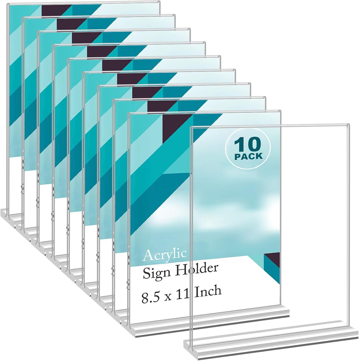 EHWINE Acrylic Sign Holder 8.5 x 11, 10 Pack Double-Sided Stand up Table Top Sign Holders, Clear