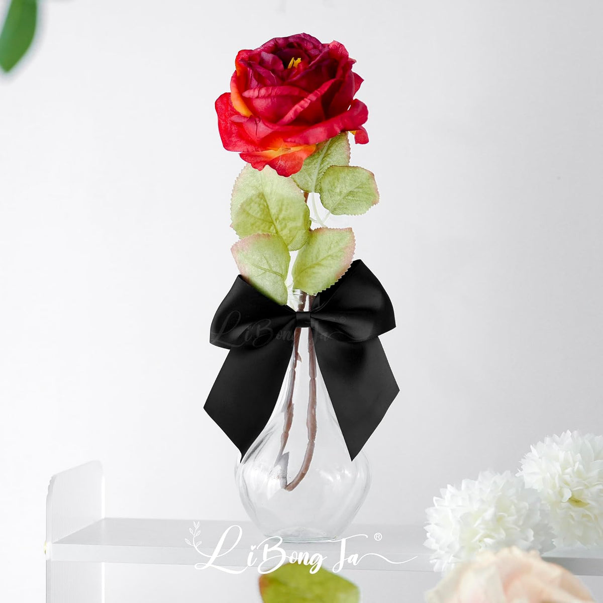 5'' Black Bow Party Decorations Satin Bows, Twist Tie Bows for Treat Bags, Cake Pops, Pre-Tied Bow