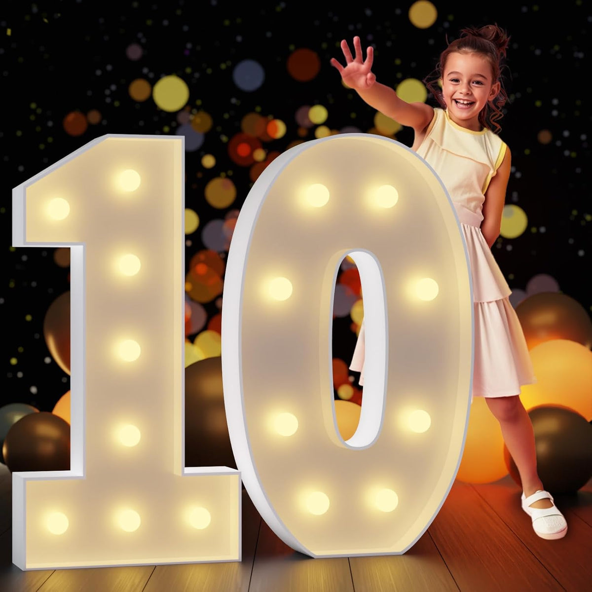 Marquee Numbers 3 Feet Tall Large Light Up Numbers 10th 10 Year Old Birthday Decorations Girl Boy