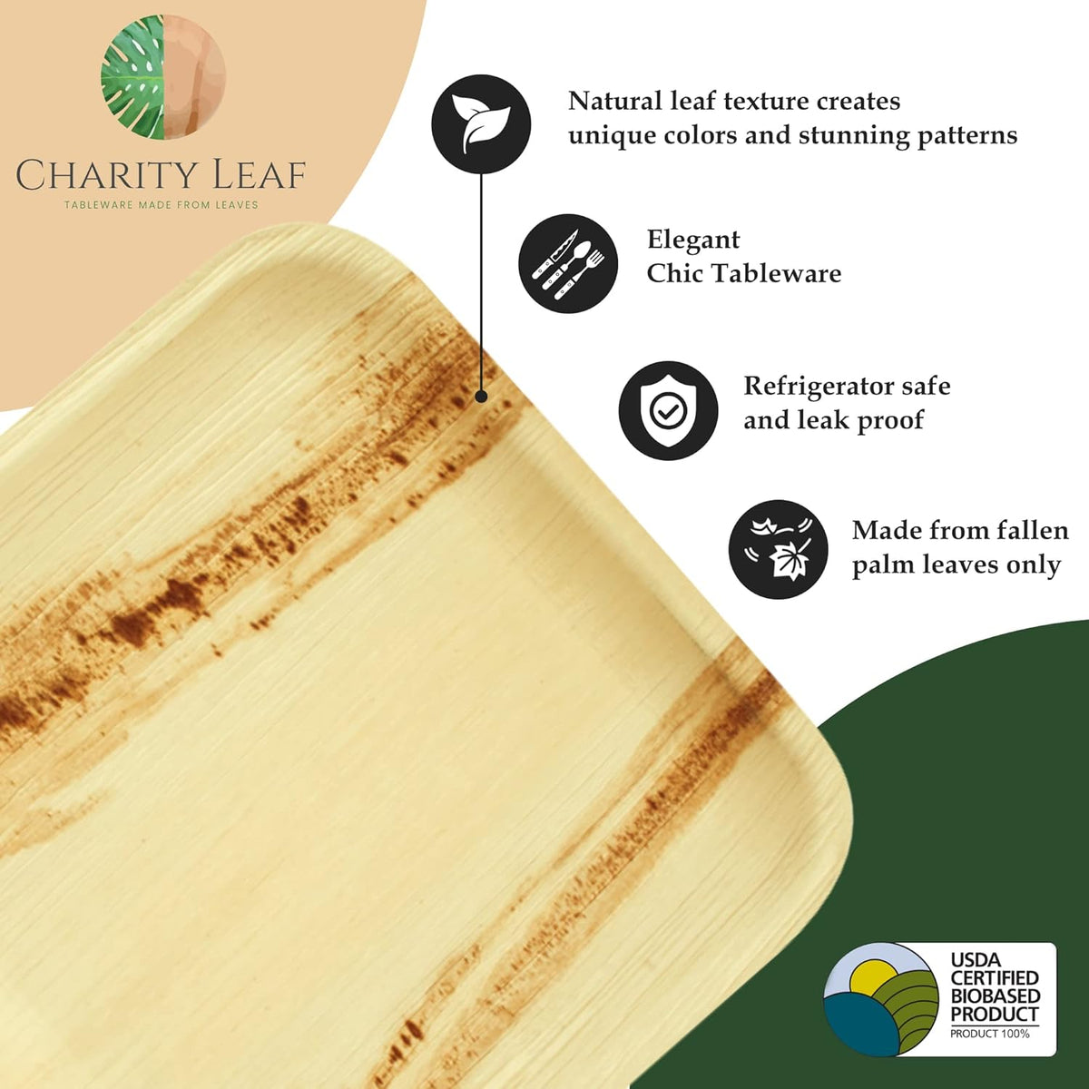 Disposable Palm Leaf 5" Square Bowl (50 pcs) Dipping Bowls | Bamboo Like| All Natural and
