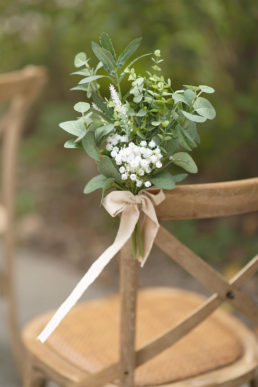 Ling's Moment 8 White Aisle Pew Artificial Flowers Arrangements Babysbreath for Wedding Ceremony