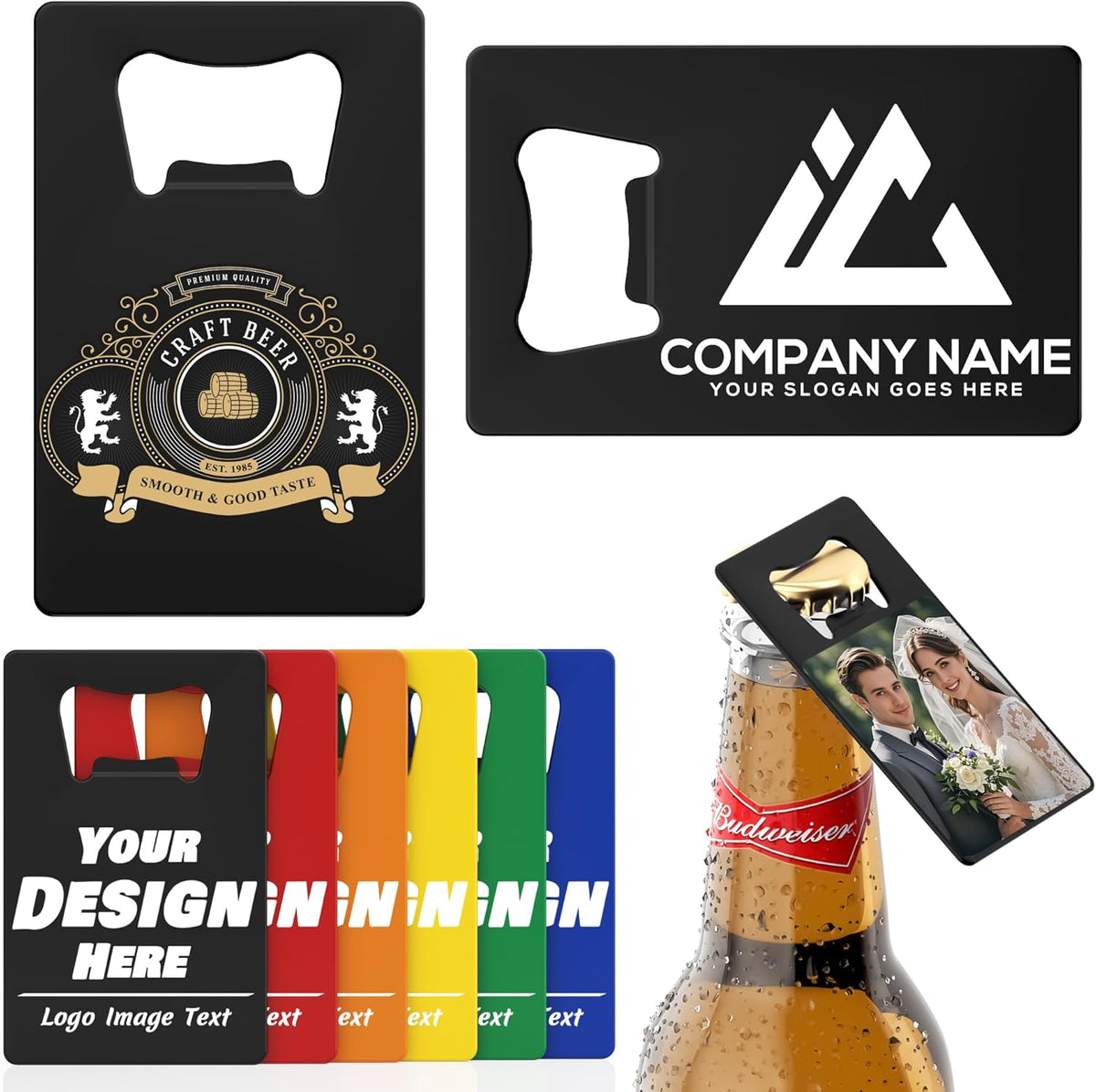 4-100 Pcs Custom Bottle Opener, Personalized Stainless Steel Credit Card Bottle Opener, Full Color