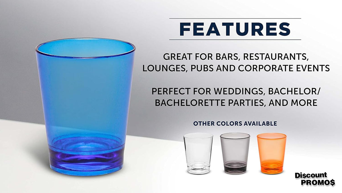 DISCOUNT PROMOS Translucent Plastic Shot Glasses 1.5 oz. Set of 10, Bulk Pack - Acrylic, Great for