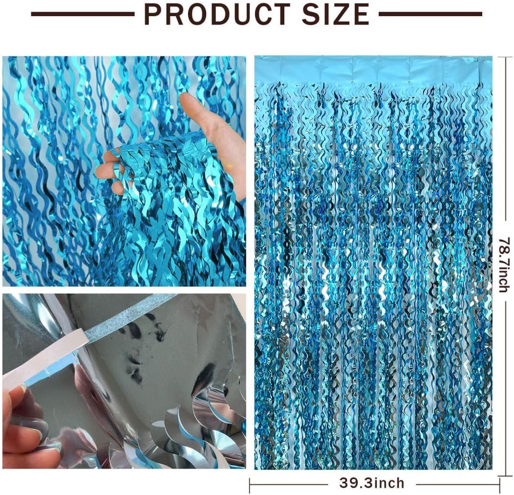 Blue Streamers Party Decorations, Blue Fringe Backdrop, Blue Birthday Decoration, Frozen Birthday