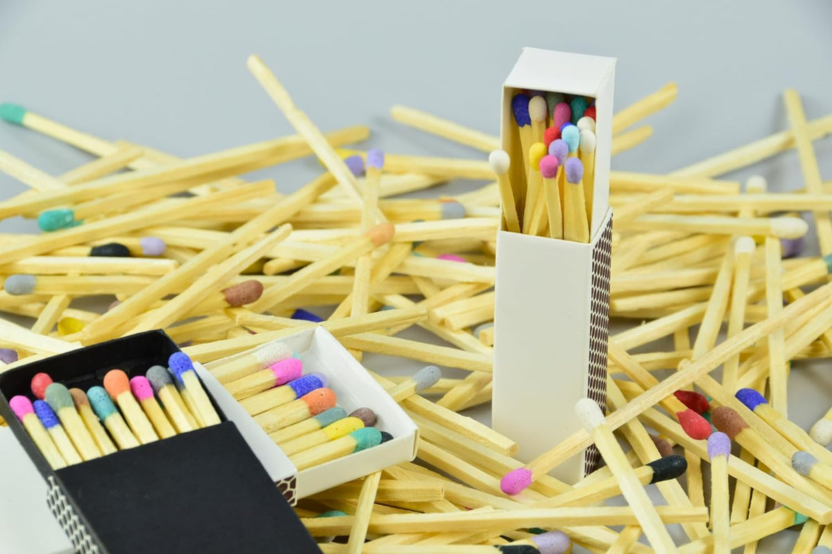 Chandler Studio 10 Boxes - Wooden Matchsticks in a Blank Matchbox with White/Black Matchboxes