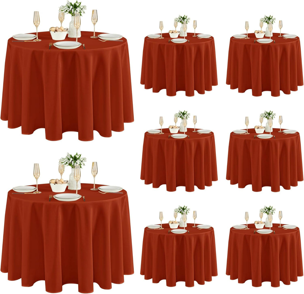 Fitable 8 Pack Round Tablecloths: Stain Resistant Wrinkle Free Fall Table Clothes, Washable
