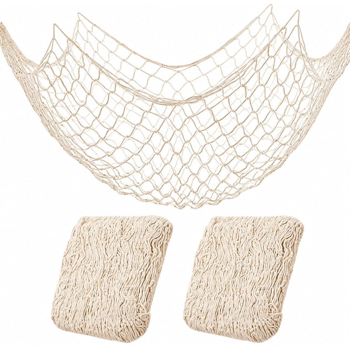 2 Pack Fish Net Decorations for Party, Natural Cotton Hawaiian Table Runner Party Fishing Net