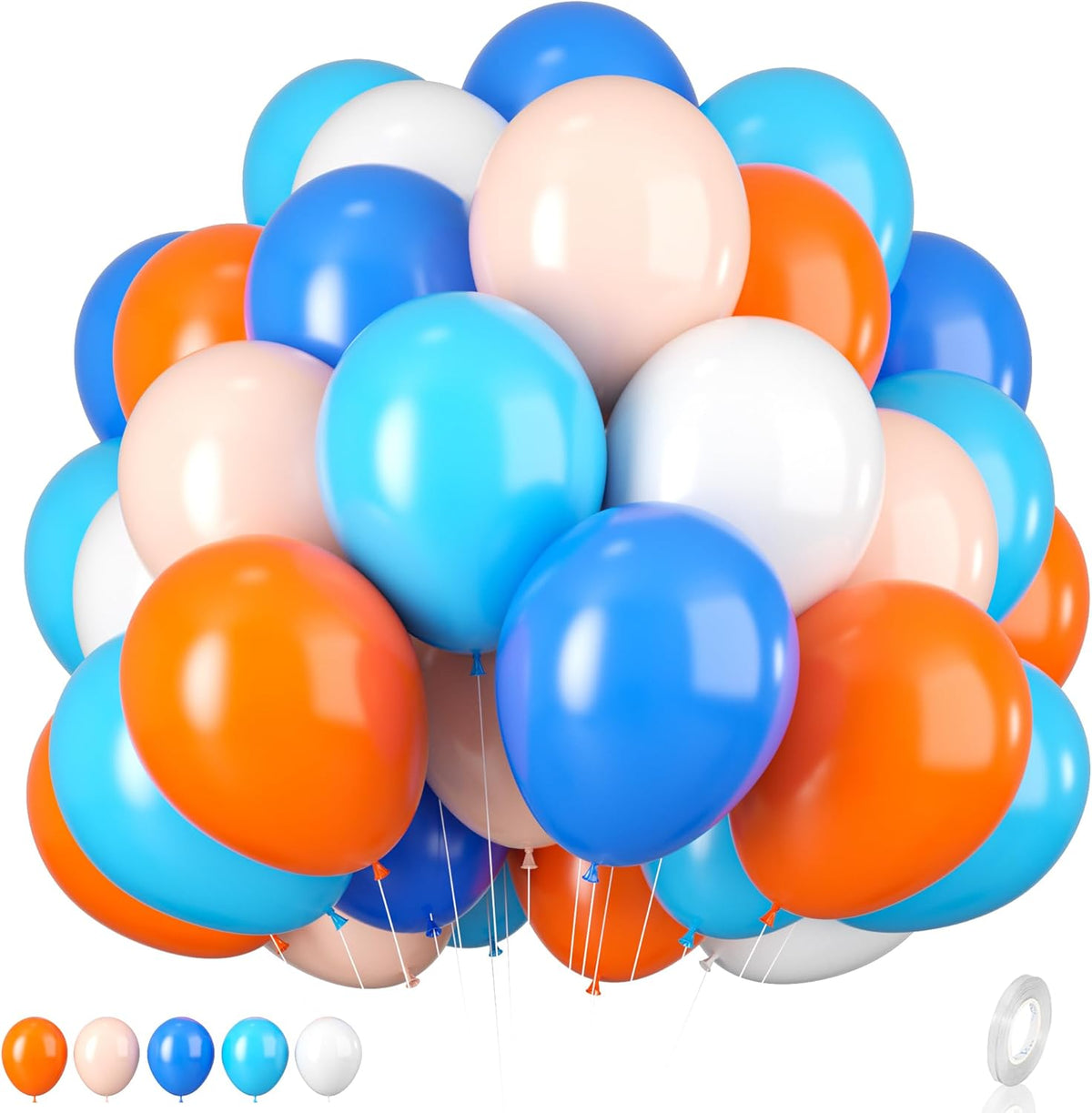 Orange and Blue Balloons, 12 Inch Orange White Blue Balloon Pastel Orange Royal Blue White Ballons