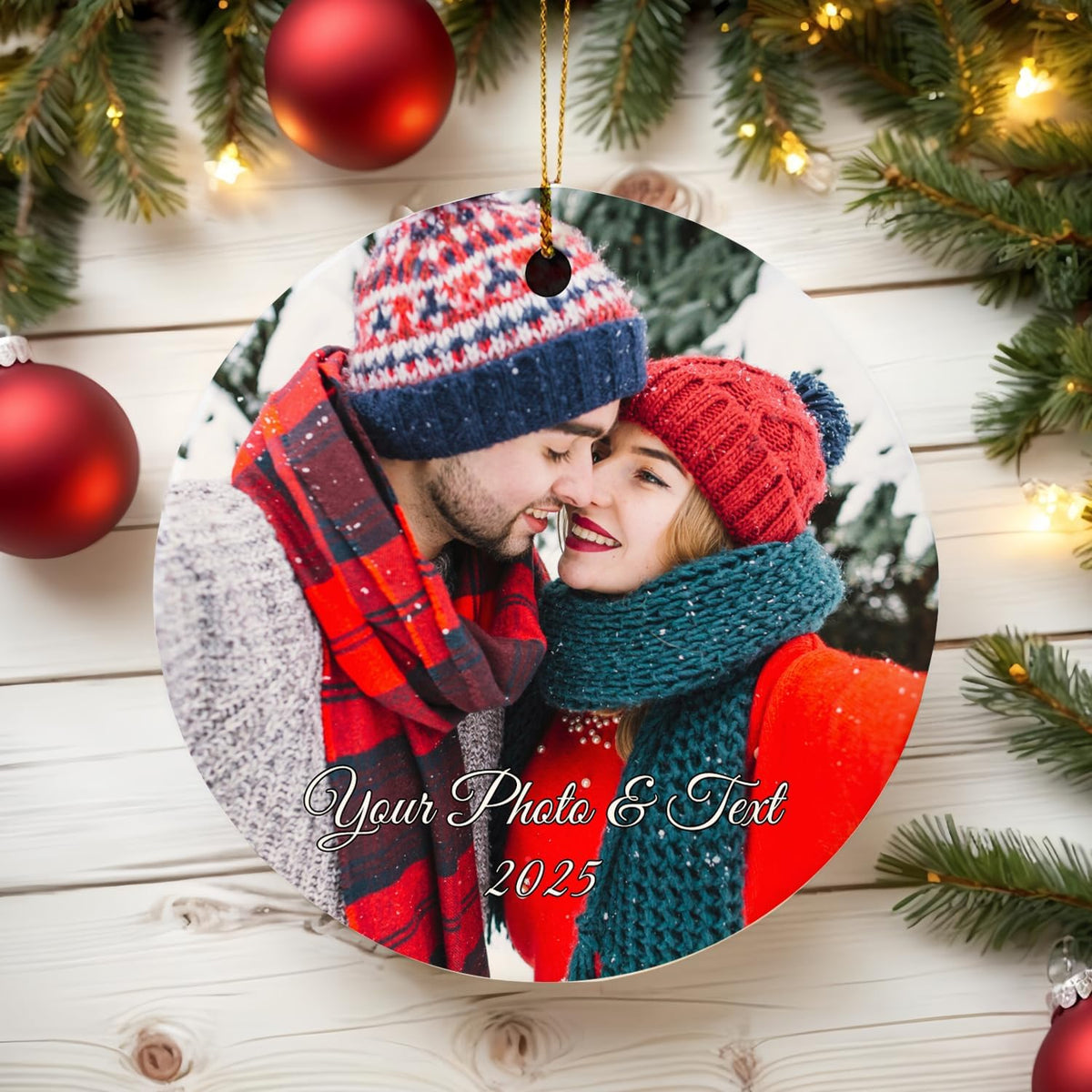 Personalized Christmas Ornaments Decor, Custom Xmas Ornaments with Photo and Text, Customized