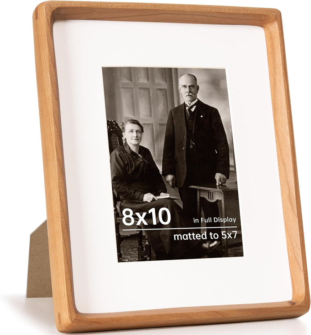 8x10 Picture Frame USA-Sourced Natural Cherry Wood Solid Original Wood Photo Frame Rounded Corner