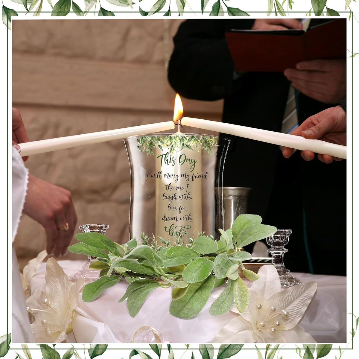 Irenare Unity Candles with Holder for Wedding Ceremony Wedding Decortions Accessories Glass Candle