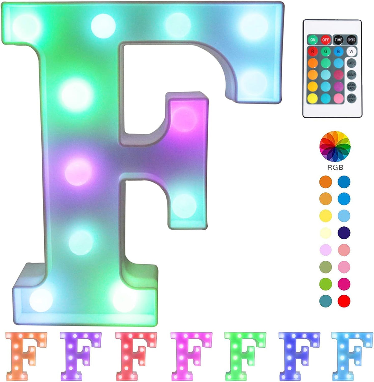 Pooqla Colorful LED Marquee Letter Lights with Remote – Light Up Marquee Signs – Party Bar Letters