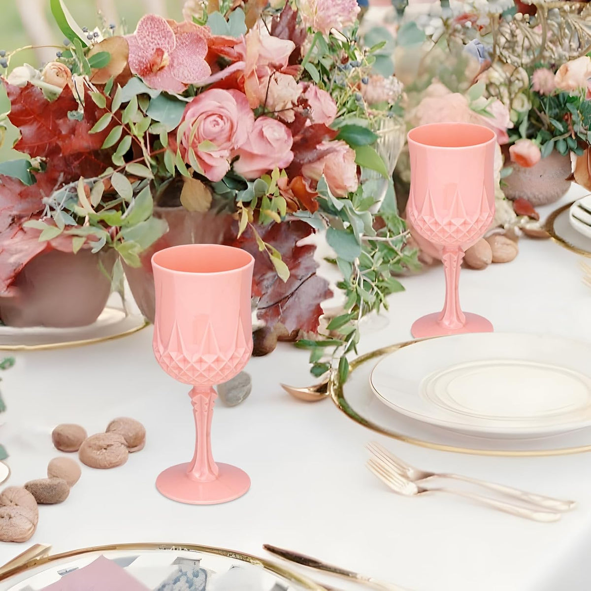 Plastic Vintage Wine Glasses 7OZ Plastic Goblets Vintage Drinking Glasses 24PCS Retro Wedding