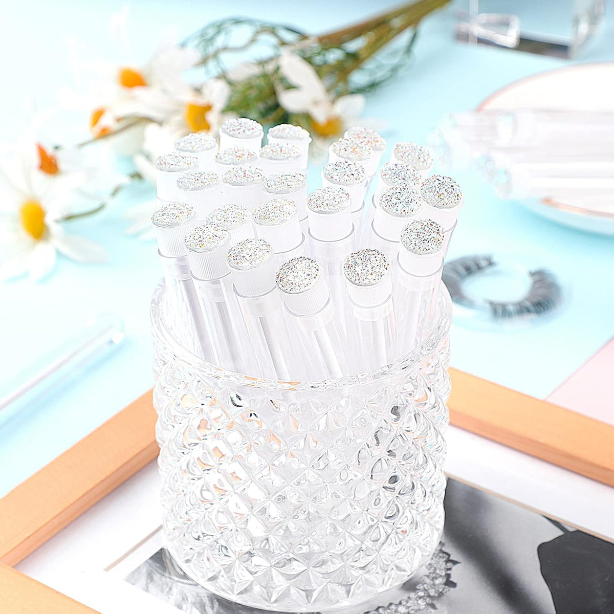 20pcs Eyelash brush Lash Wand Makeup tool Eyelash Extension supplies Cleaning brush Diamond Mascara
