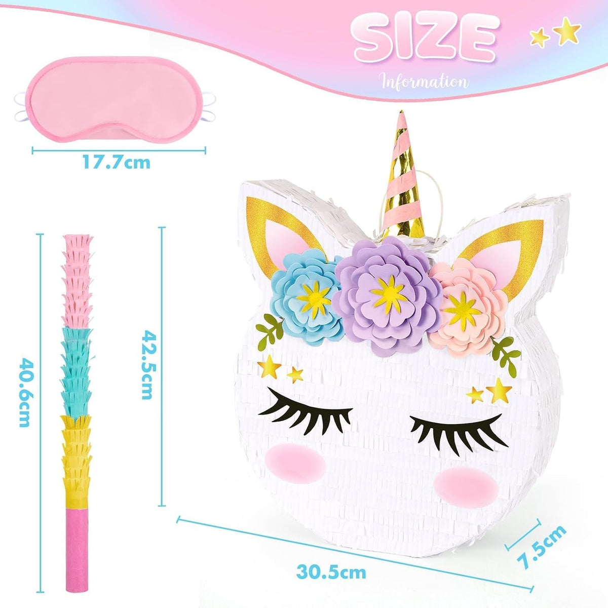 WERNNSAI Unicorn Piñata - Unicorn Party Supplies Piñata with Stick and Blindfold for Girls Kids