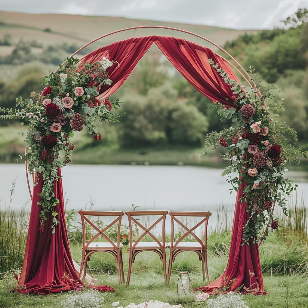 Wedding Arch Draping Fabric 2 Panels 28.7" x 20FT Burgundy Sheer Chiffon Backdrop Drapes for