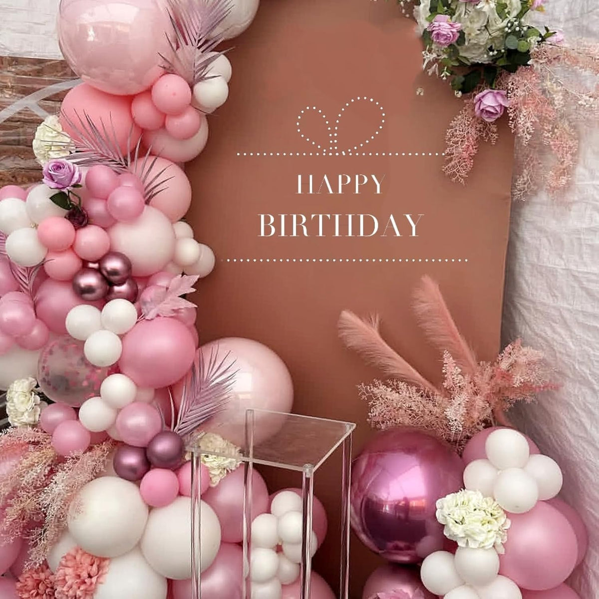 Dusty Pink Balloons, 50pcs Blush Light Pink Double Stuffed Pearl White Metallic Chrome Rose Gold