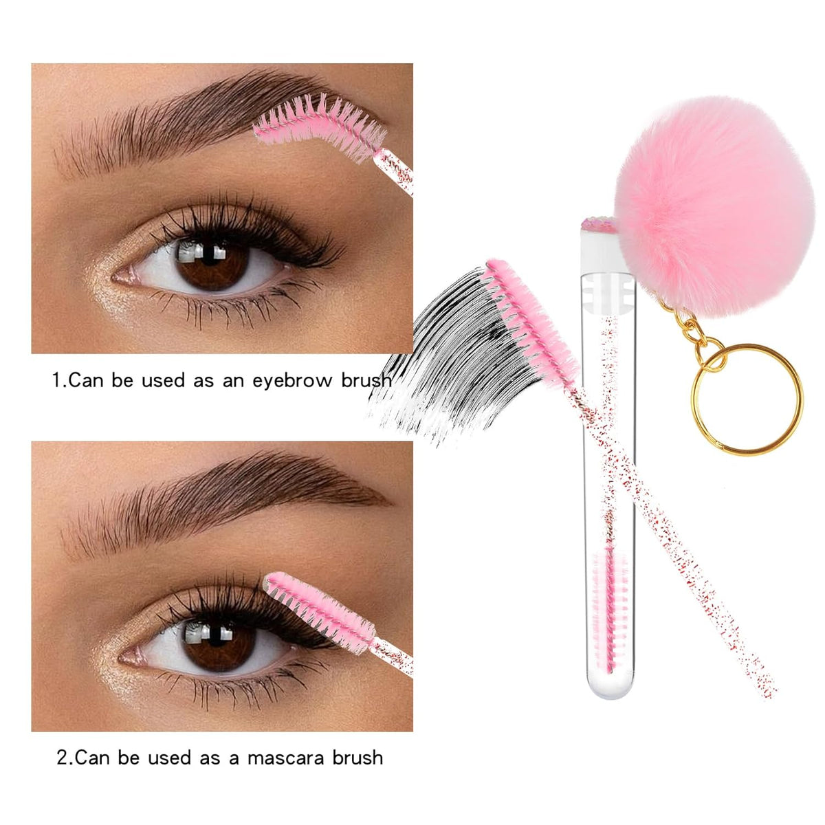 48 Pieces Disposable Mascara Wands Set,Include 24 pcs Disposable Crystal Lash Spoolies Brush and 24