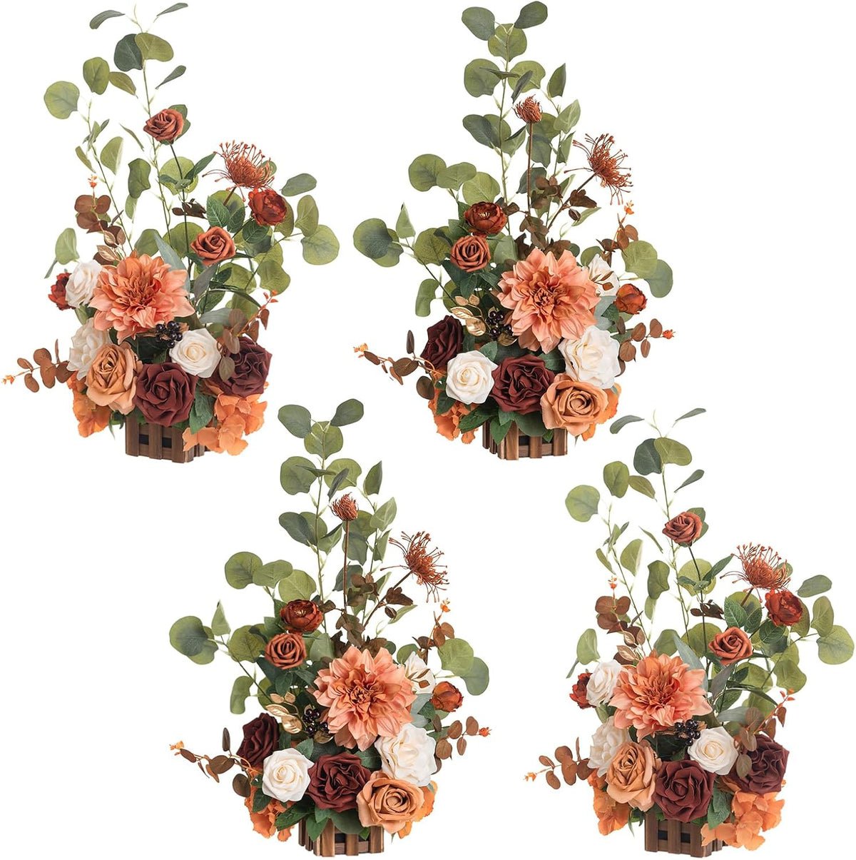 Ling's moment 17.5" Tall Standing Artificial Flowers Arrangements 4pcs Fall Wedding Aisle Runner