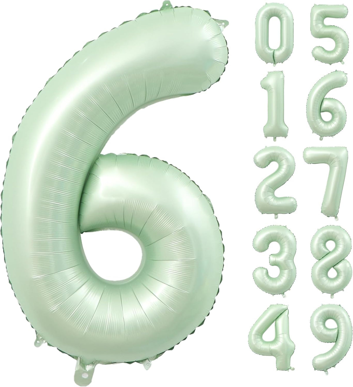 Number 6 Balloons, 40’’ Large Olive Green Number 6 Foil Helium Balloons for Girls Women, Self