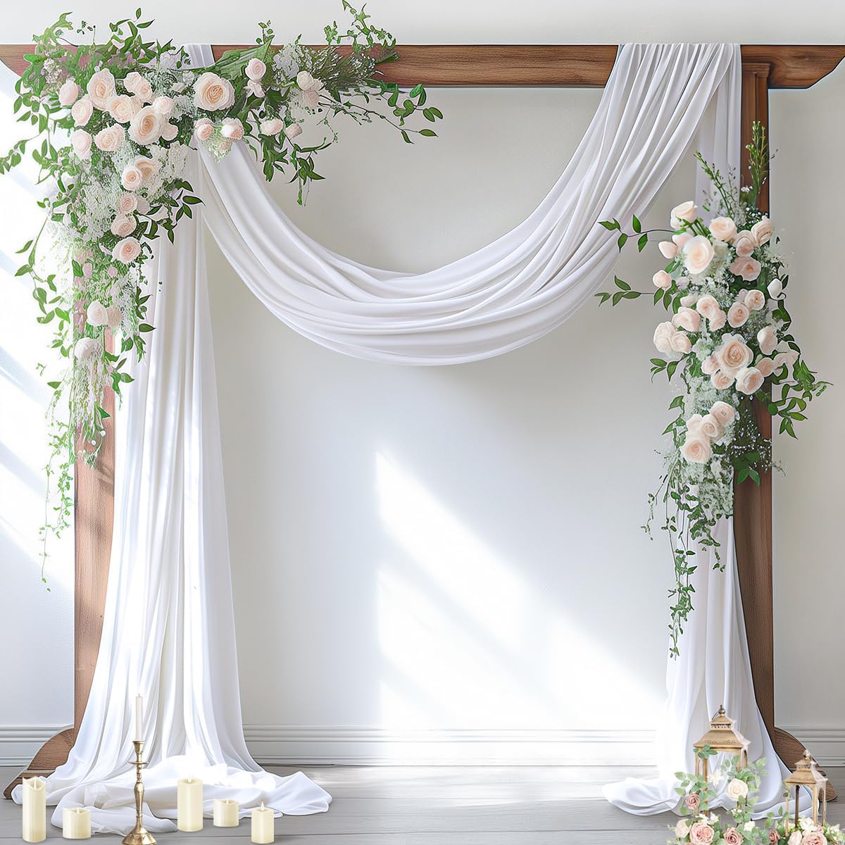 Socomi White Sheer Wedding Arch Draping Fabric 29" x 20Ft 1 Panel Outdoor Curtain Drapes Extra Long