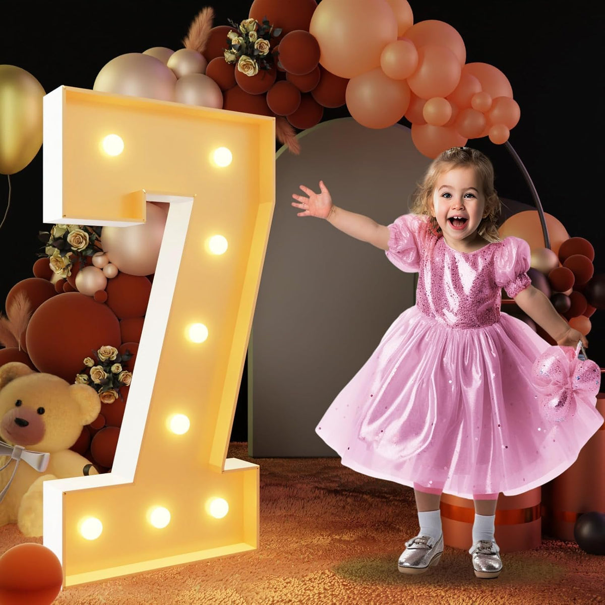 imprsv 3FT Light Up Numbers, Marquee Numbers 7 for Birthday and Anniversary Party Decorations