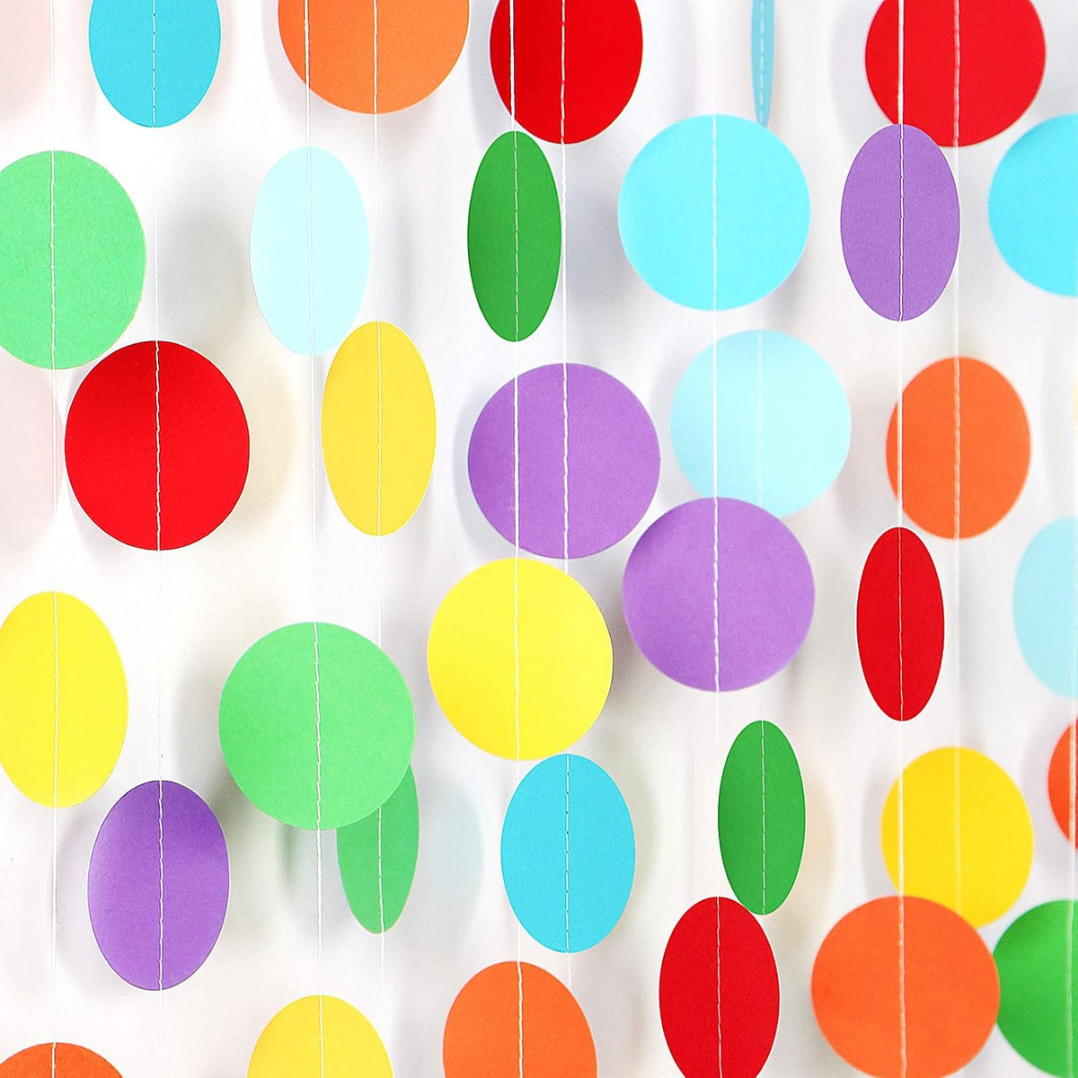 Rainbow Party-Decorations Paper-Garland Streamers Banner - 52Ft Colorful Theme Boy Girl Kids